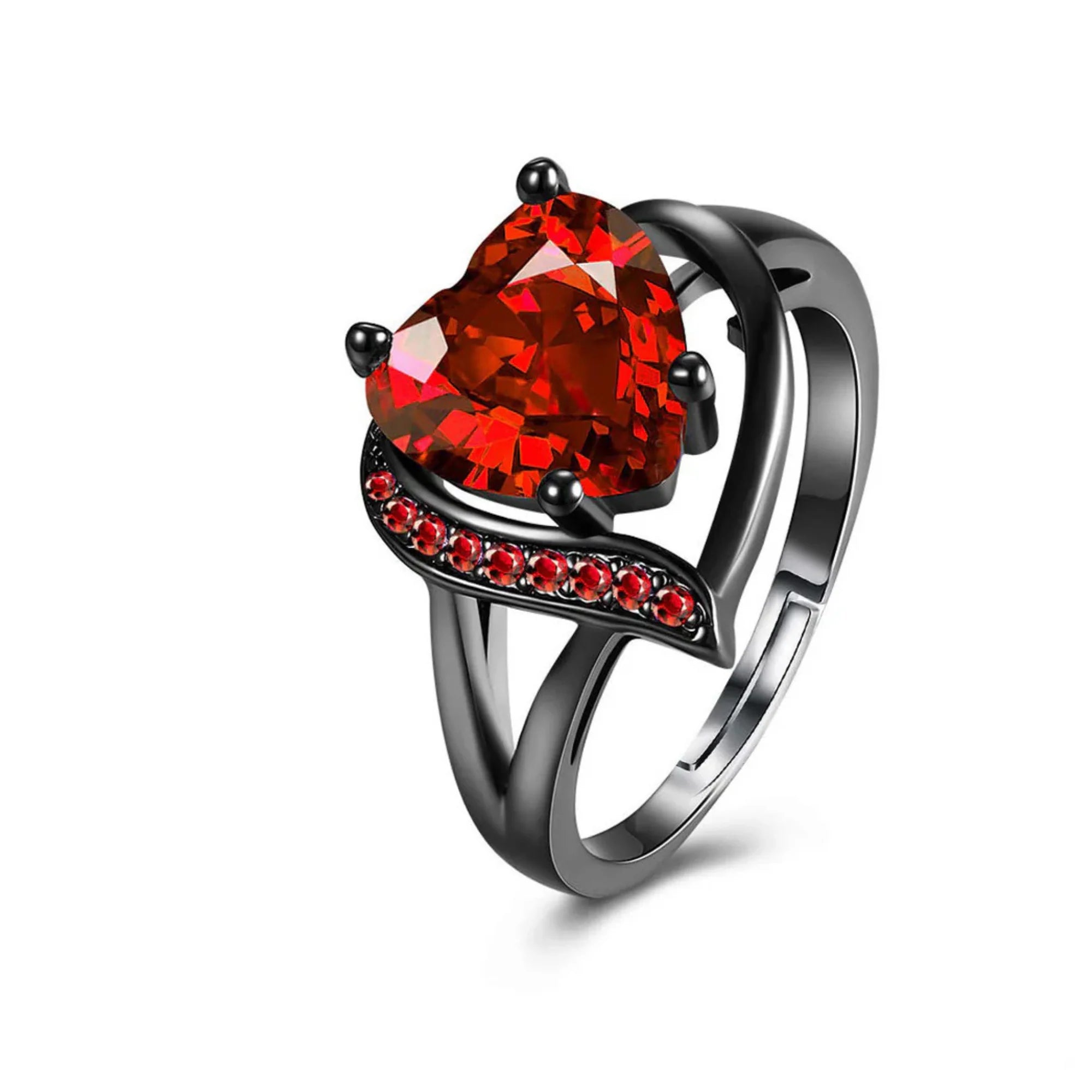18K PVD Gold Zircon Heart Couple Promise Ring | Waterproof